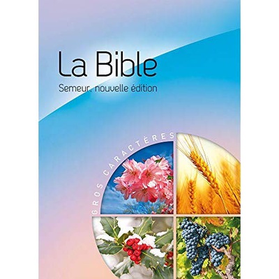 LA BIBLE VERSION SEMEUR 2015 AVEC GROS CARACTERES - COUVERTURE RIGIDE BLEUE ET ROSE ILLUSTREE