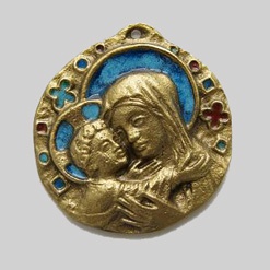 MEDAILLON BRONZE DIAM 5CM VIERGE ENFANT NDSP