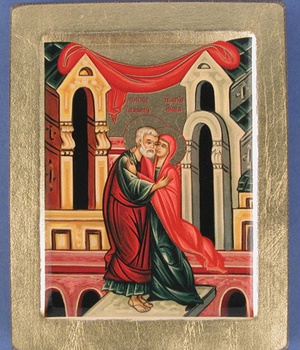 ICONE FINIE MAIN CREUX SS BORD ANNE ET JOACHIM 13X11CM NDSP