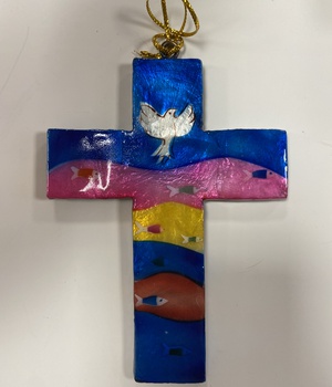 CROIX NACRE COLOMBE BLEU