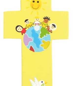 CROIX ENFANTS DU MONDE PM JAUNE 7.5CM X 12CM