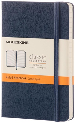 CARNET CLASSIQUE - FORMAT DE POCHE - PAGES LIGNEES - COUVERTURE RIGIDE SAPHIR