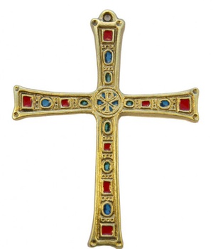 GRANDE CROIX SANS CHRIST CABOCHONS 16 X 13 CM EMAIL NDSP