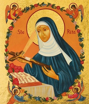 SAINTE RITA - ICONE DOREE A LA FEUILLE 10X13 CM