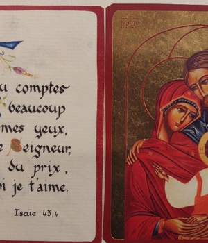 "DIPTYQUE OR SAINTE FAMILLE ET ^""TU COMPES BEAUCOUP ...""  13X19 CM  MEDIUM"