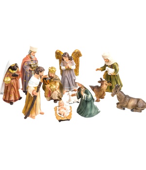 CRECHE RESINE STYLE ORIENTAL PEINTE MAIN 10 CM 11 P