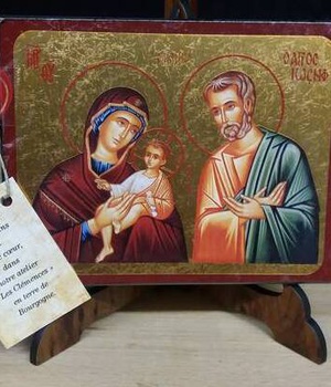 LA SAINTE FAMILLE - ICONE DOREE A LA FEUILLE 9,6X12,5 CM - 453.63