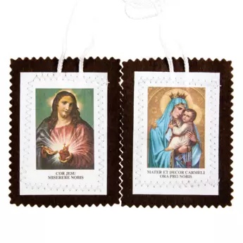 GRAND SCAPULAIRE ND MONT CARMEL CORDON BLC H 8 X 6.5 CM