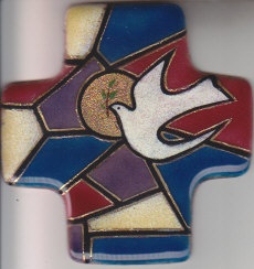 CROIX VITRAIL SAINT ESPRIT 8X8CM CRMI 022 BL /A TRANS NDSP