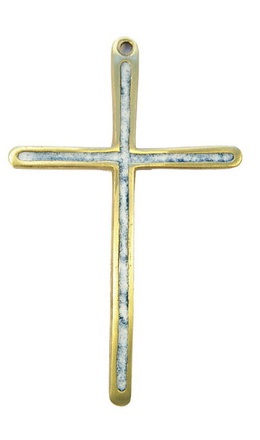 CROIX BRONZE EMAILLEE BLANCHE 12 CM NDSP