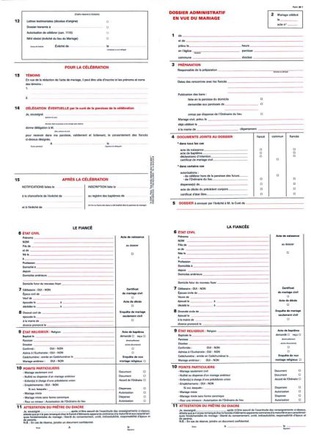 FORMULAIRE M 1 DOSSIER ADMINISTRATIF EN VUE DU MARIAGE BLOC DE 50