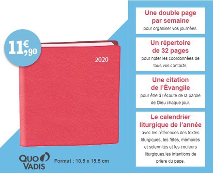 AGENDA PRIONS EN EGLISE 2020 - L'EVANGILE AU COEUR DE VOTRE JOURNEE