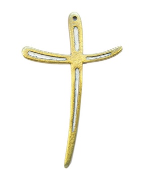 CROIX BRONZE EMAIL BLANC 10 CM MVT NDSP