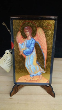 L'ANGE GARDIEN - ICONE DOREE A LA FEUILLE 9X15 CM