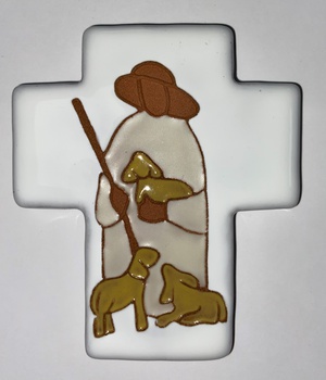 CROIX CERAMIQUE BERGER ET MOUTONS