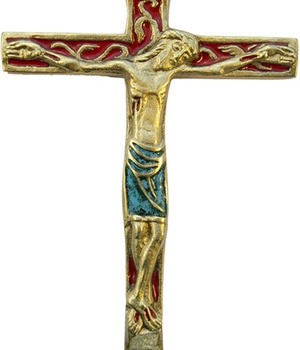 CHRIST BRONZE EMAIL MURAL, CHRISTOGRAMME INRI, STYLE BAROQUE 16 CM NDSP