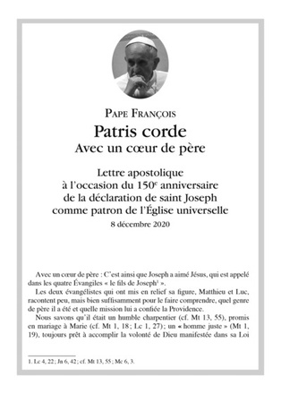 PATRIS CORDE - LETTRE APOSTOLIQUE AVEC UN COEUR DE PERE