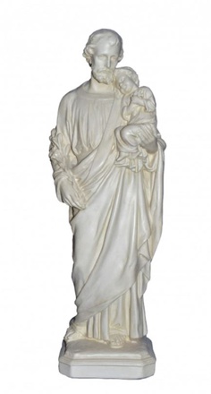 STATUE SAINT JOSEPH DE SULLY 31 CM PLATRE NACRE IVOIRE