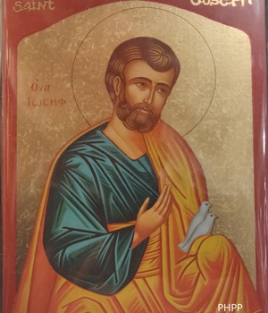 SAINT JOSEPH AUX COLOMBES - ICONE DOREE A LA FEUILLE 9,5X8 CM - 974.14