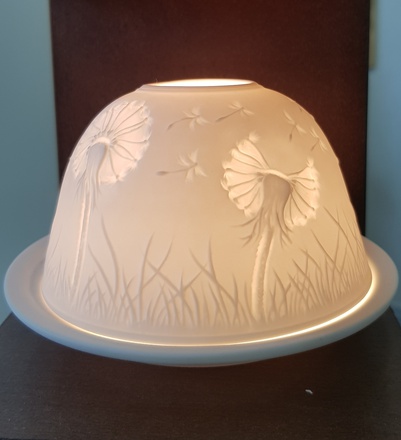 PHOTOPHORE PORCELAINE FLEUR DE PISSENLIT