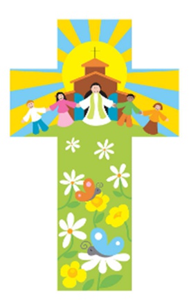 CROIX BOIS PRETRE ENFANTS DEVANT EGLISE JAUNE 13CM X 20CM
