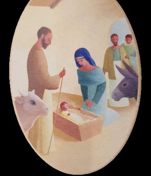 CADRE OVALE EN BOIS - LA CRECHE