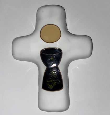 CROIX CERAMIQUE HOSTIE ET CALICE