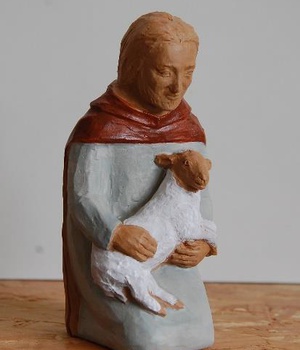 BERGER AVEC AGNEAU 12 CM CRECHE NUIT DE LUMIERE