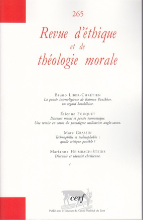 REVUE D'ETHIQUE ET DE THEOLOGIE MORALE NUMERO 265
