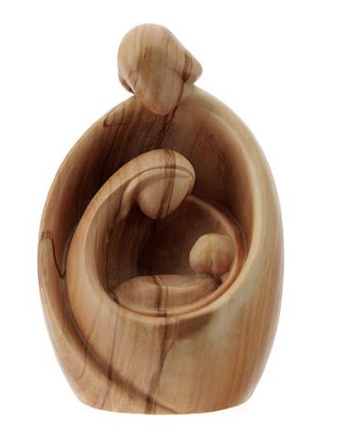 STATUE SAINTE FAMILLE MODERNE BOIS OLIVIER 7 CM HAUTEUR