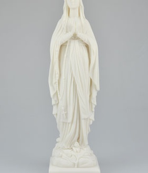 STATUE VIERGE DE LOURDES BLANCHE EN ALBATRE 42 CM