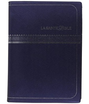 LA SAINTE BIBLE - BIBLE SEGOND 1910 (COUVERTURE VINYLE BLEU MARINE EMBOSSAGE ARGENT)
