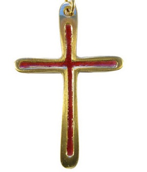 PETITE CROIX BRONZE EMAIL ROUGE 6.8 CM NDSP