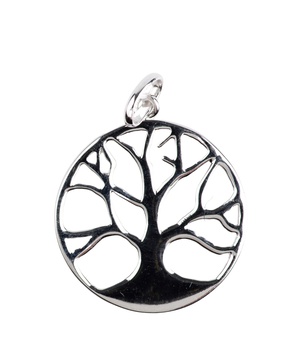 MEDAILLE ARBRE DE VIE EVIDEE ARGENT RHODIE DIAM 1.9 CM