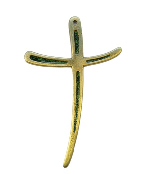 CROIX BRONZE EMAIL VERT 12 CM MVT NDSP
