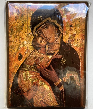 ICONE VIERGE DE VLADIMIR BOIS MASSIF