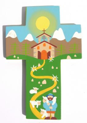 CROIX EN BOIS PEINT
