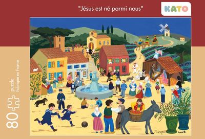 PUZZLE KATO "JESUS EST NE PARMI NOUS" - PUZZLE DE 80 PIECES ,DIMENSIONS 32.6X24.6 CM