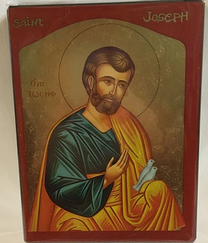 SAINT JOSEPH AUX COLOMBES - ICONE DOREE A LA FEUILLE 15X18 CM