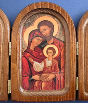 TRIPTYQUE BOIS NOYER SAINTE FAMILLE 11.5X13 CM