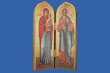 DIPTYQUE GRAND MODELE 13.5X9CM BOIS PALISSANDRE VIERGE ENFANT ET CHRIST NDSP
