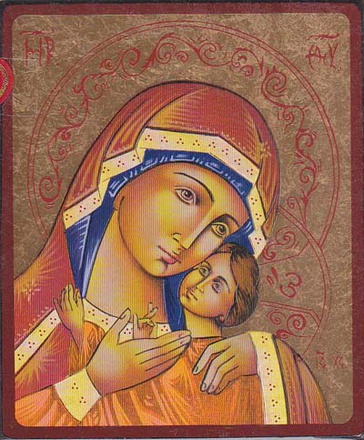 VIERGE DE KORSUN - ICONE DOREE A LA FEUILLE 15X11,8 CM - 421.64