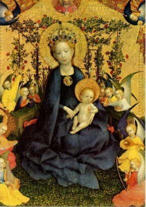 VIERGE A LA TREILLE AUX ROSES - ICONE CLASSIQUE 11X15 CM