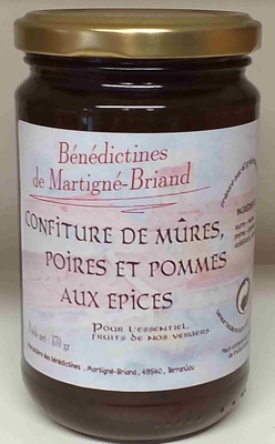 CONFITURE DE MURES, POIRES ET POMMES AUX EPICES, POT DE 370 G