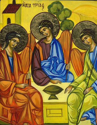 ICONE PEINTE MAIN SAINTE TRINITE 13X16 CM