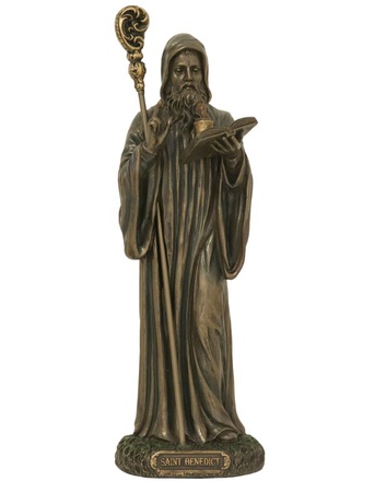 STATUE DE SAINT BENOIT BRONZE COULE A FROID H. 23 CM