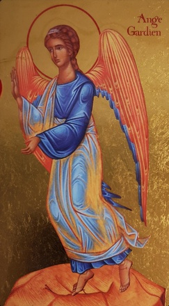 L'ANGE GARDIEN - ICONE DOREE A LA FEUILLE 9X15 CM