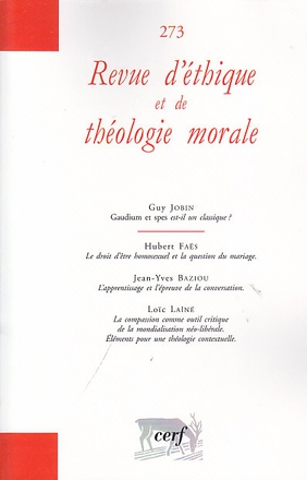 REVUE D'ETHIQUE ET DE THEOLOGIE MORALE 273