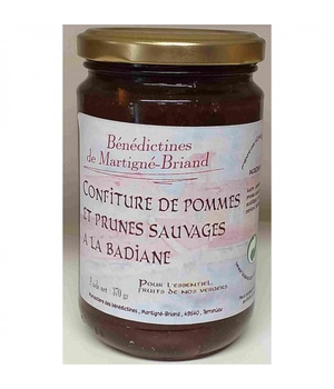 CONFITURE POMMES, PRUNES SAUVAGES A LA BADIANE, POT DE 370 G