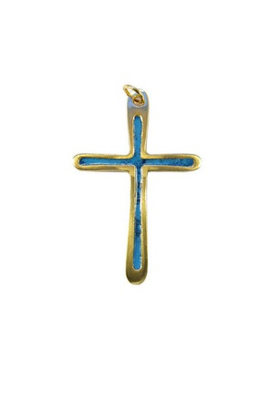 CROIX BRONZE BLEUE PETITE SIMPLE 6.8CM EMAIL NDSP